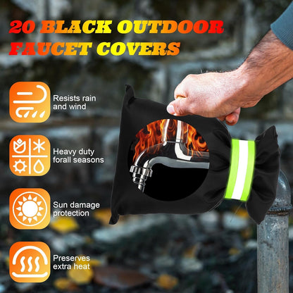 20 Pack Outdoor Faucet Cover for Winter 8.2 x 5.9 Inch Garden Socks with Reflective Strips Freeze Protection Pipe Insulation Reusable Wall Taps Outside - Image 4