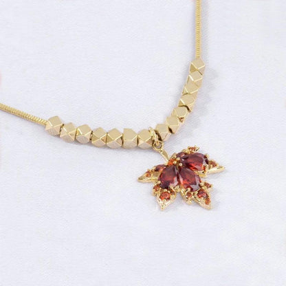 Leaf Necklace, Beaded Chain Necklace For Women Gold Plated Pendant Necklace Rhinestone Choker Necklace Simple Dainty Trendy Thanksgiving fall Necklace Jewelry Gift - Image 2