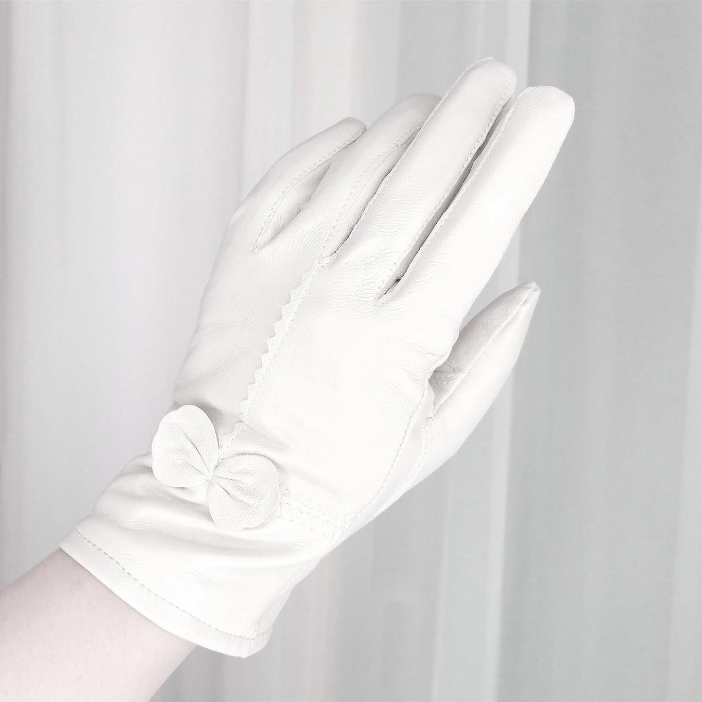 Women Leather Gloves Winter Warm Real Lambskin Fleece Lined Driving Gloves - Image 2