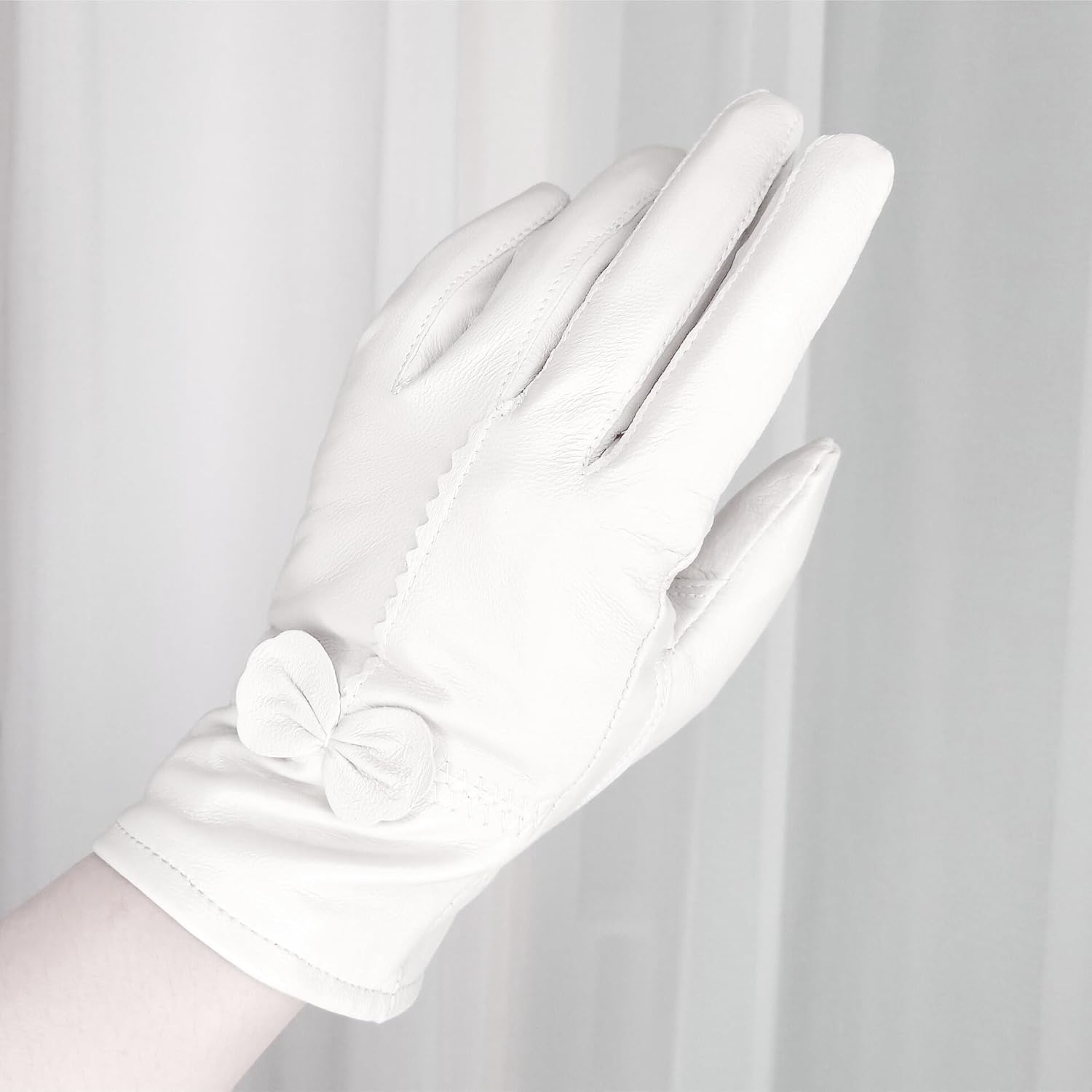 Women Leather Gloves Winter Warm Real Lambskin Fleece Lined Driving Gloves - Image 2