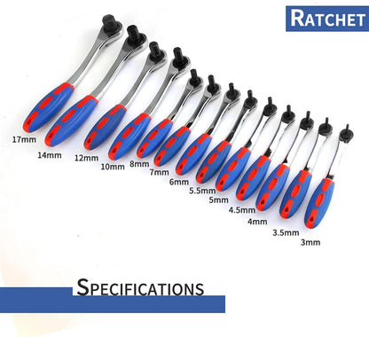 Wrench Sets, 1pcs Reversible Ratchet Allen Key Wrench, Ratcheting Hex Bolt Spanner with Soft Rubber Handle 4mm 5mm 6mm 8mm 10mm 12mm 14mm 17mm (Size : 8mm) - Image 3