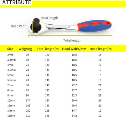 Wrench Sets, 1pcs Reversible Ratchet Allen Key Wrench, Ratcheting Hex Bolt Spanner with Soft Rubber Handle 4mm 5mm 6mm 8mm 10mm 12mm 14mm 17mm (Size : 8mm) - Image 4