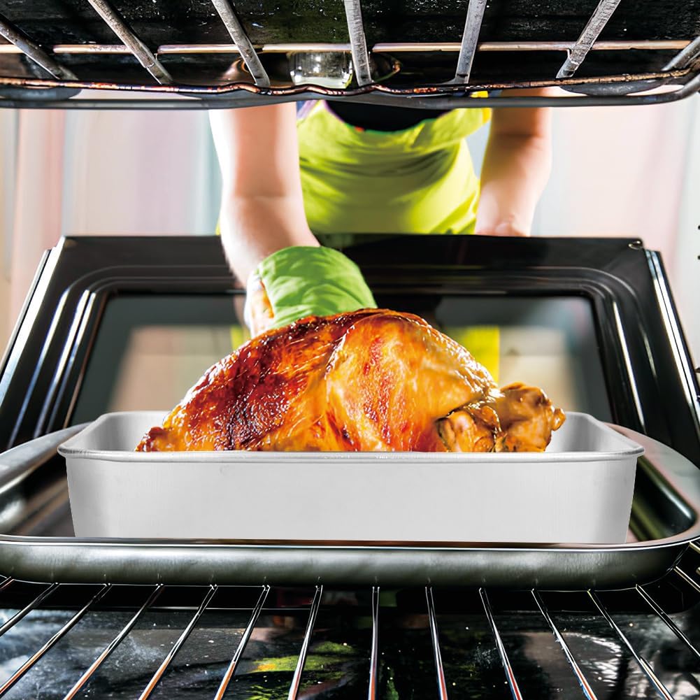 Broiler Pan for Oven, Rectangular Tray Deepened Kitchen Bakeware Rack Roaster Refrigerated Crisper Chassis Grid Roasting Pans Cookie Nonstick Cake Pastry with Grill Set (10.43x8.07x1.96 Inch) - Image 3