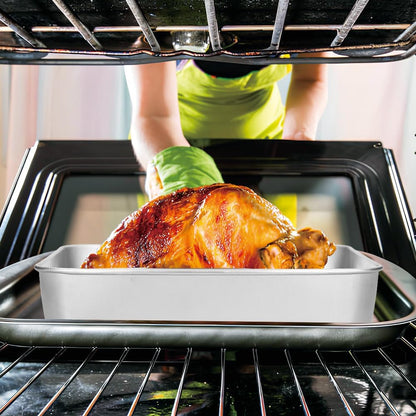 Broiler Pan for Oven, Rectangular Tray Deepened Kitchen Bakeware Rack Roaster Refrigerated Crisper Chassis Grid Roasting Pans Cookie Nonstick Cake Pastry with Grill Set (10.43x8.07x1.96 Inch) - Image 3