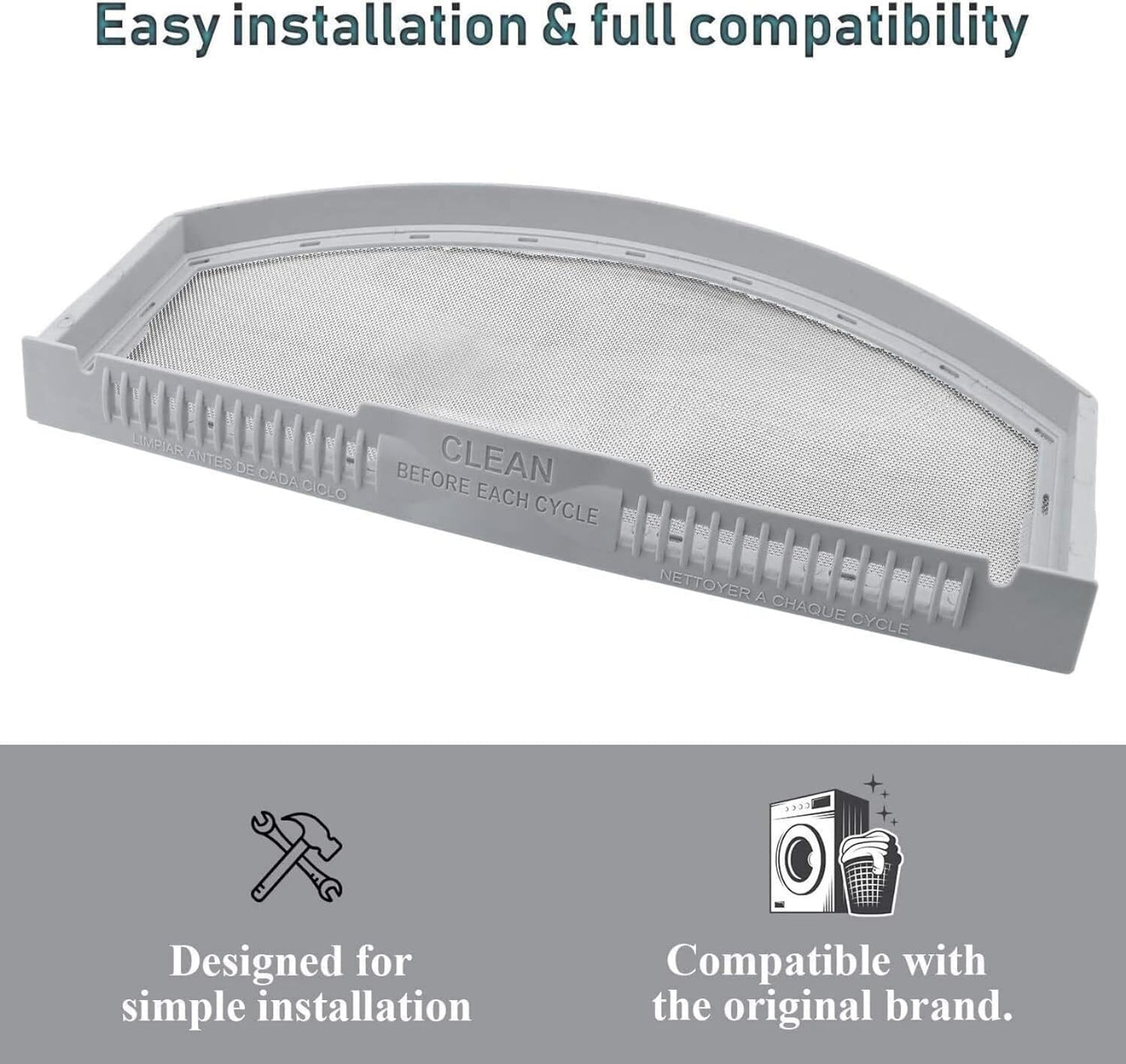 Replacement Lint Screen Filter for GE GTD45EASJ2WS, GTD45GASJ0WS, GTD45GASJ1WS, GTD45GASJ2WS, GTD65EBPL0DG Dryer - Image 3