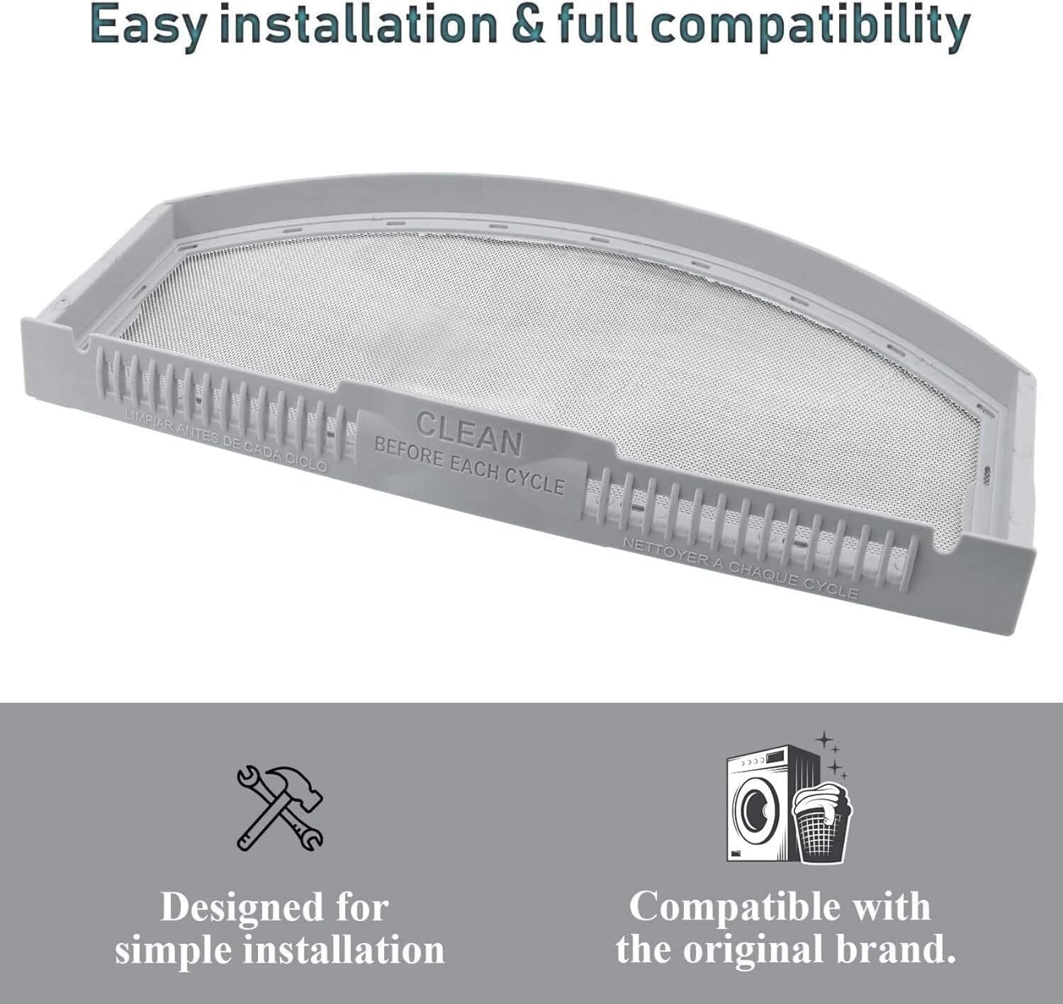 Replacement Lint Screen Filter for GE GTD45EASJ2WS, GTD45GASJ0WS, GTD45GASJ1WS, GTD45GASJ2WS, GTD65EBPL0DG Dryer - Image 3