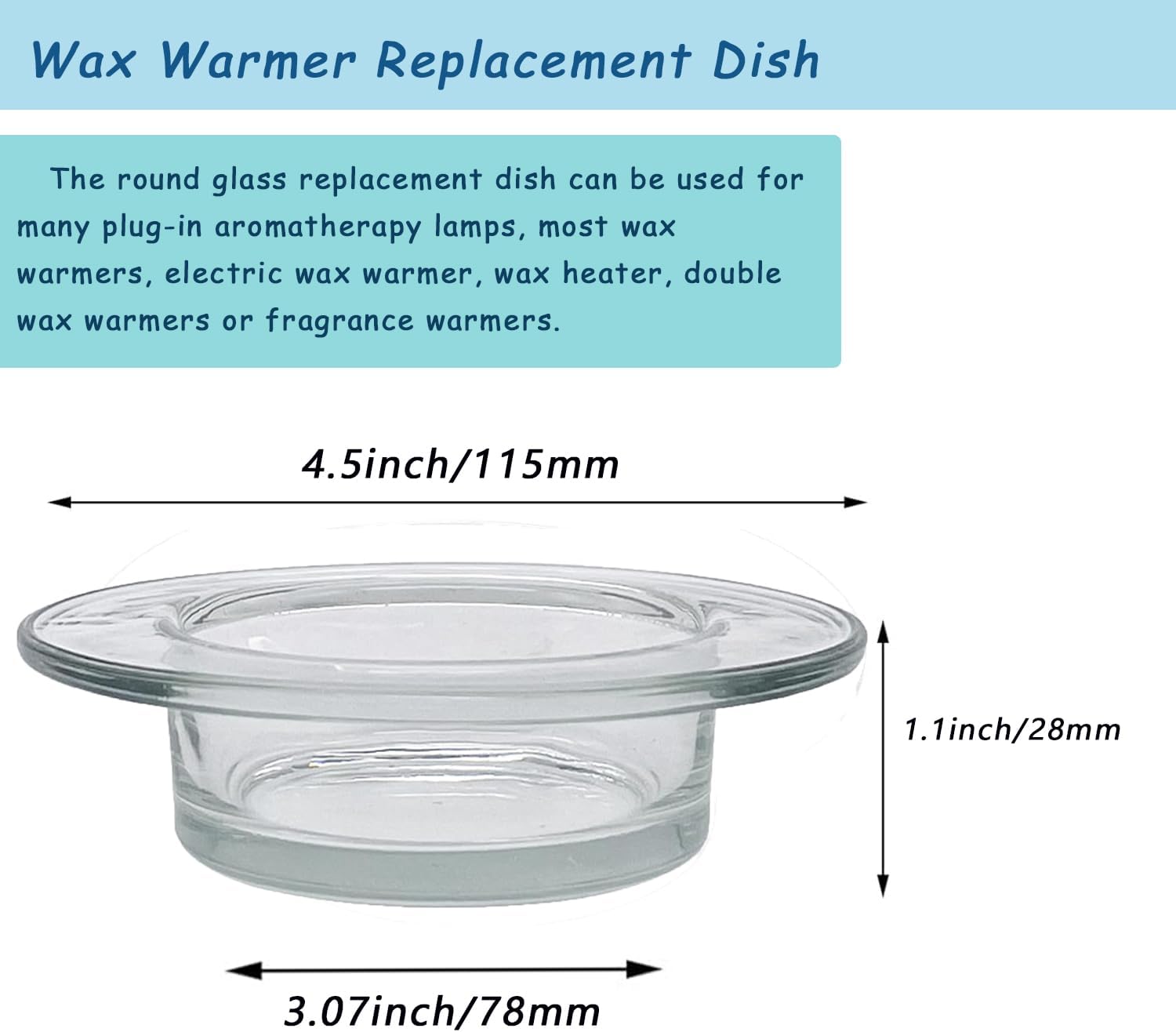 2Pcs Replacement Wax Warmer Dish for Electric Oil Aromatherapy Burner/Warmer, 4.5Inch Wax Melter Wax Warmer Replacement Dish Lamp Wax Tart Oil Warmer (4.5in/115mm), CMD00001 - Image 2