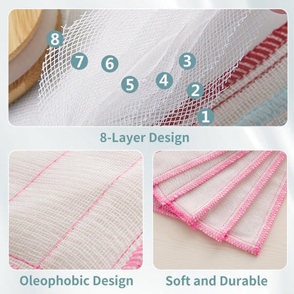 Wood Fiber Kitchen Dishcloths 10 Pack, Reusable and Absorbent Dish Cloths & Dish Towels, No Odor, 8-Layes-Super Absorbent for Kitchen Counter, Dish Washing, Appliances, Car, (12in x12in) - Image 3