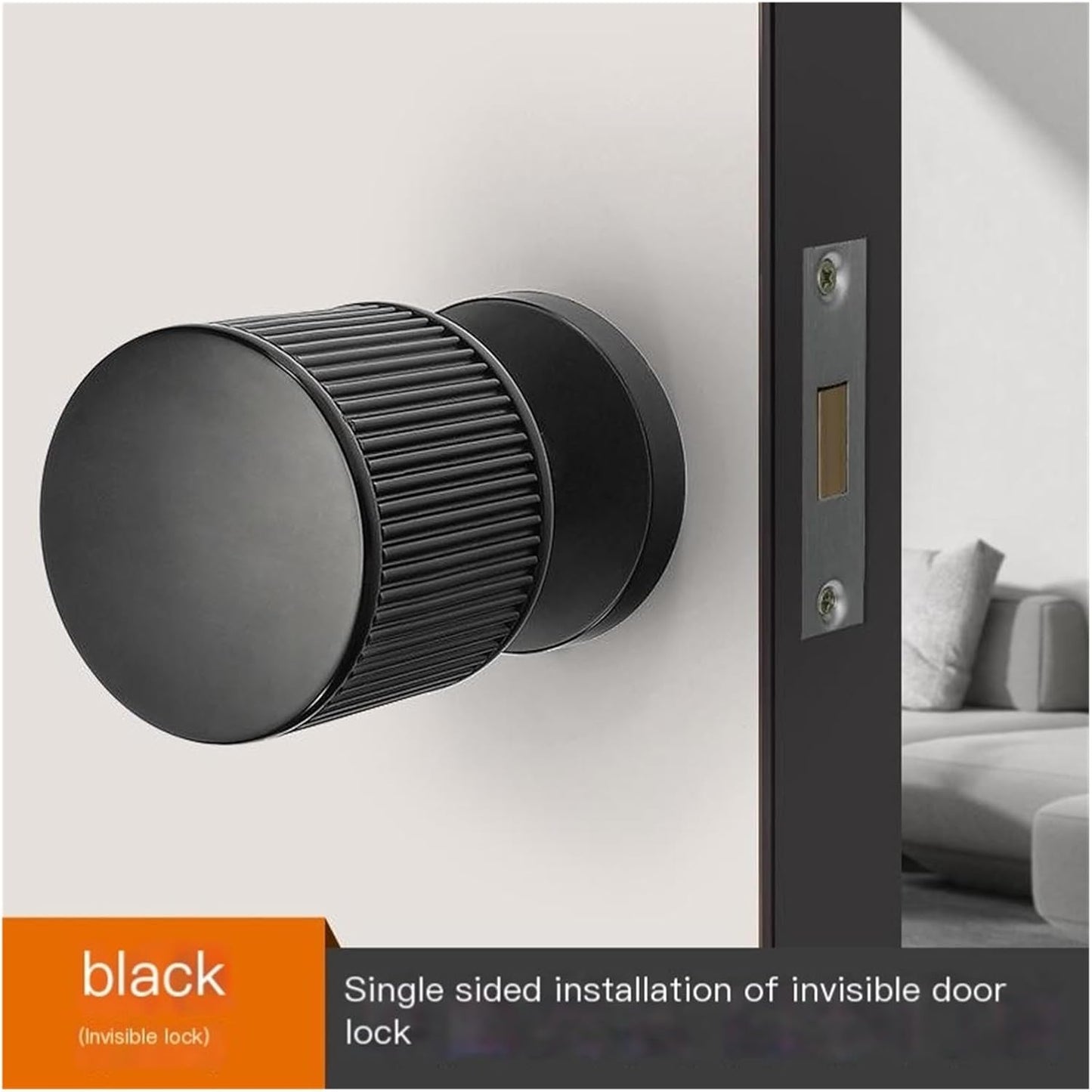 [Special for Invisible Doors] Black Minimalist Invisible Door Lock Hidden Single-Sided Handle Secret Room Secret Door Background Wall Lock(Black) - Image 2