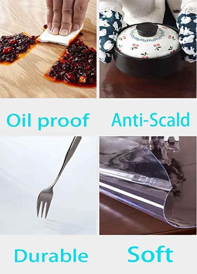 Clear Plastic Tablecloth Protector Round Table Transparent Cover Vinyl Table Cloth for Kitchen and Home Table (22 inch Diameter,2.0mm Thick) - Image 2