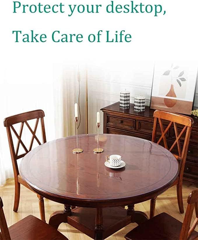 Clear Plastic Tablecloth Protector Round Table Transparent Cover Vinyl Table Cloth for Kitchen and Home Table (22 inch Diameter,2.0mm Thick) - Image 4