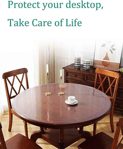 Clear Plastic Tablecloth Protector Round Table Transparent Cover Vinyl Table Cloth for Kitchen and Home Table (22 inch Diameter,2.0mm Thick) - Image 4
