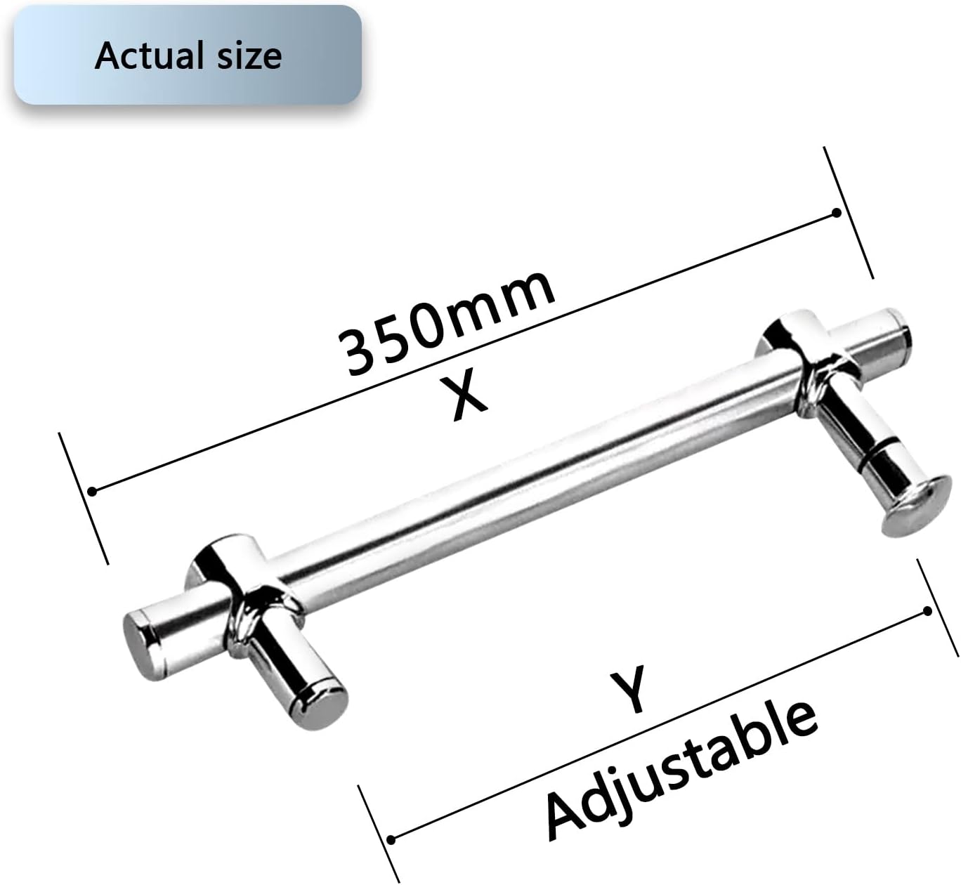 Metal Shower Glass Door Handle, Interior Shower Single Side Door Handle Grab Bar with Accessories Sets - Stainless Steel, Adjustable Hole Distance (Size : 350mm) - Image 2