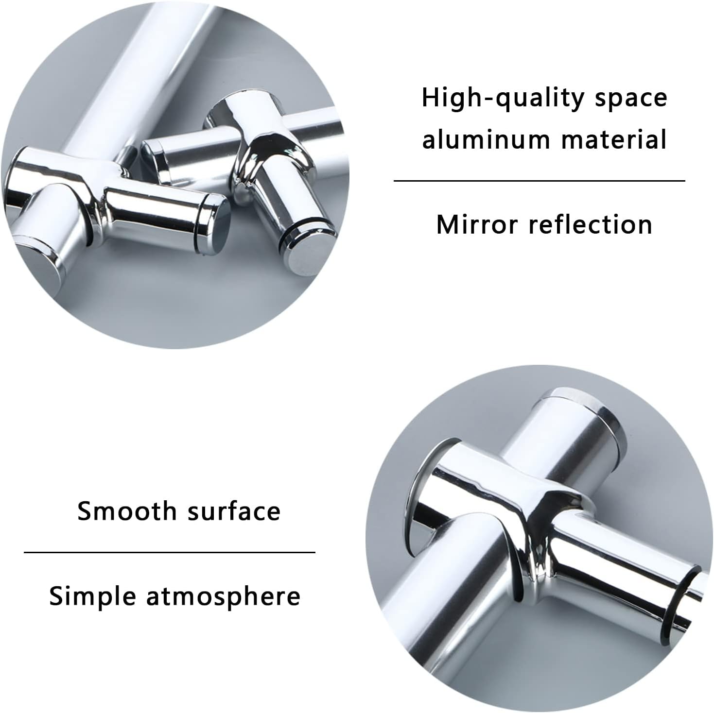 Metal Shower Glass Door Handle, Interior Shower Single Side Door Handle Grab Bar with Accessories Sets - Stainless Steel, Adjustable Hole Distance (Size : 350mm) - Image 3