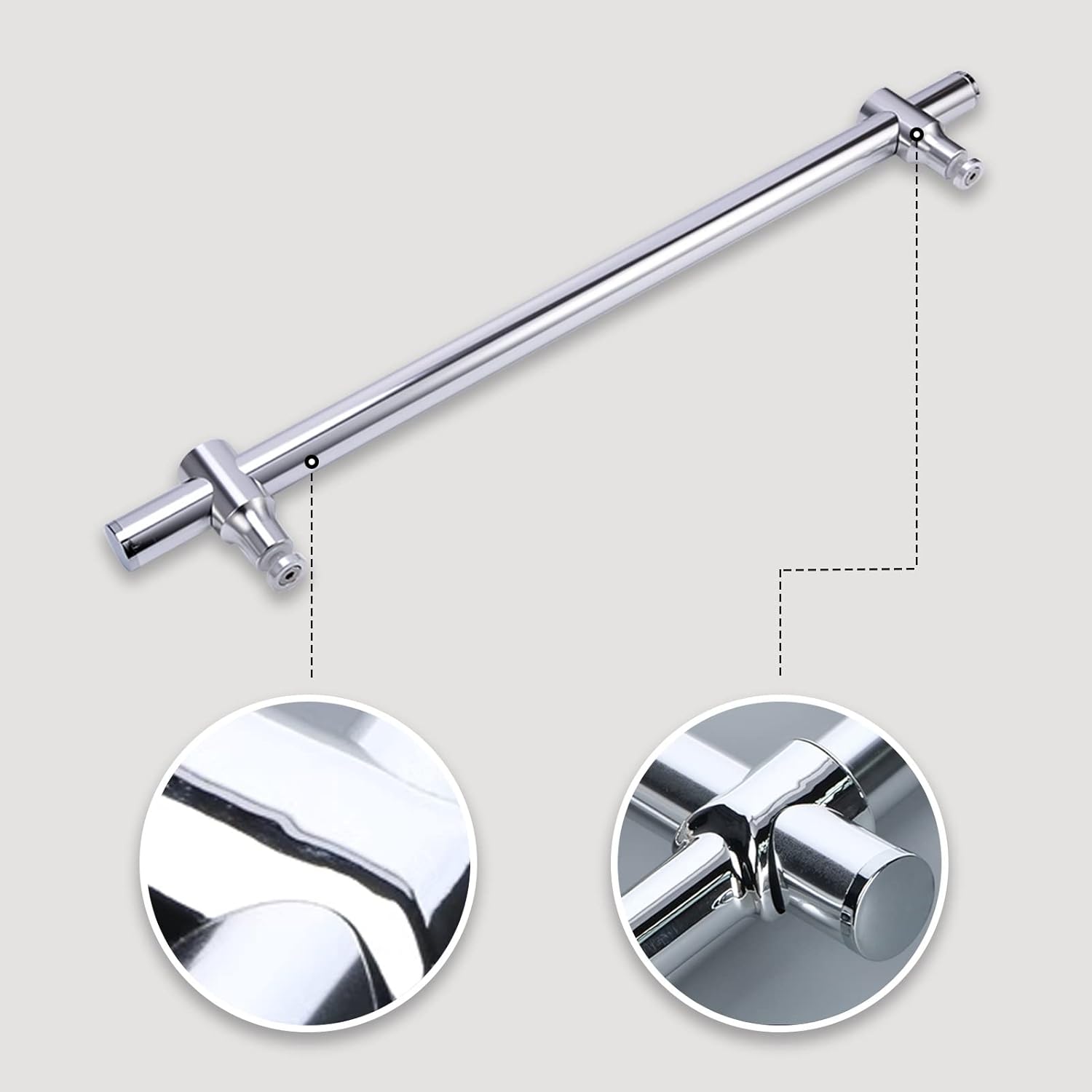 Metal Shower Glass Door Handle, Interior Shower Single Side Door Handle Grab Bar with Accessories Sets - Stainless Steel, Adjustable Hole Distance (Size : 350mm) - Image 4