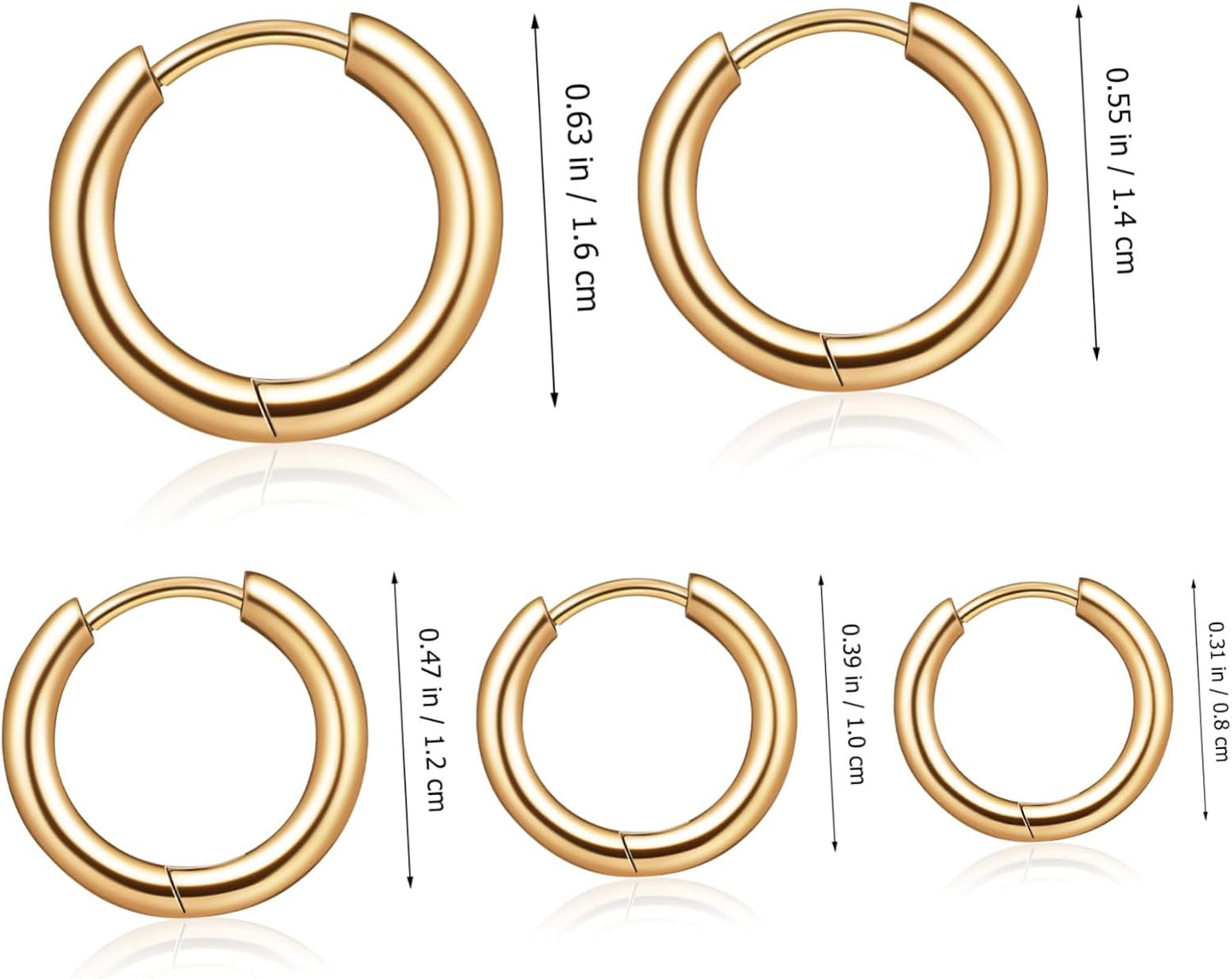 Healifty 15 Pairs Titanium Steel Hoop Earrings for Men Multi Multi Color Gold Silver Black Fashionable Circle Piercing Jewelry for Daily Wear Parties and Gifts - Image 3