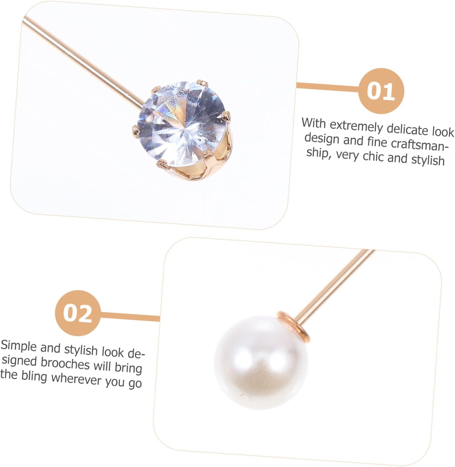 Healifty 10pcs Lightweight Brooch Pins for Women Removable Pearl Decorative Clothes Brooches Sweater Cardigan Clips Fine Craftsmanship Gentle Stylish Waistcoat Accessories - Image 2