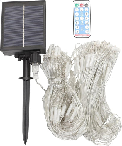 Solar Net Mesh String Lights, 9.8ft x 6.6ft 192 LED Outdoor Waterproof LED Decorative Lights with Remote for Party Christmas Holiday Garden Patio, Blue - Image 3