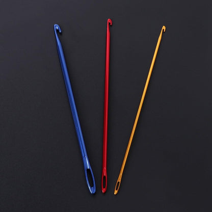 Afghan Aluminium Crochet Hook Knitting Needle Hand Knit Tool with Threading Hole - Image 2