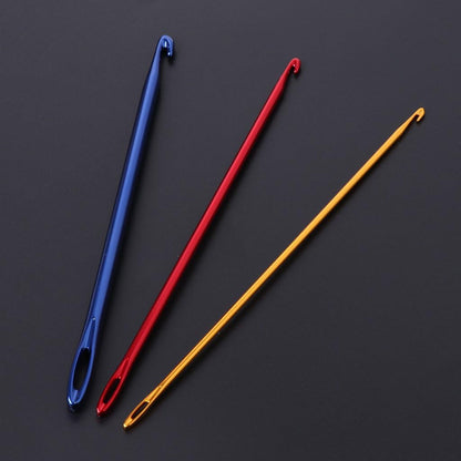 Afghan Aluminium Crochet Hook Knitting Needle Hand Knit Tool with Threading Hole - Image 4