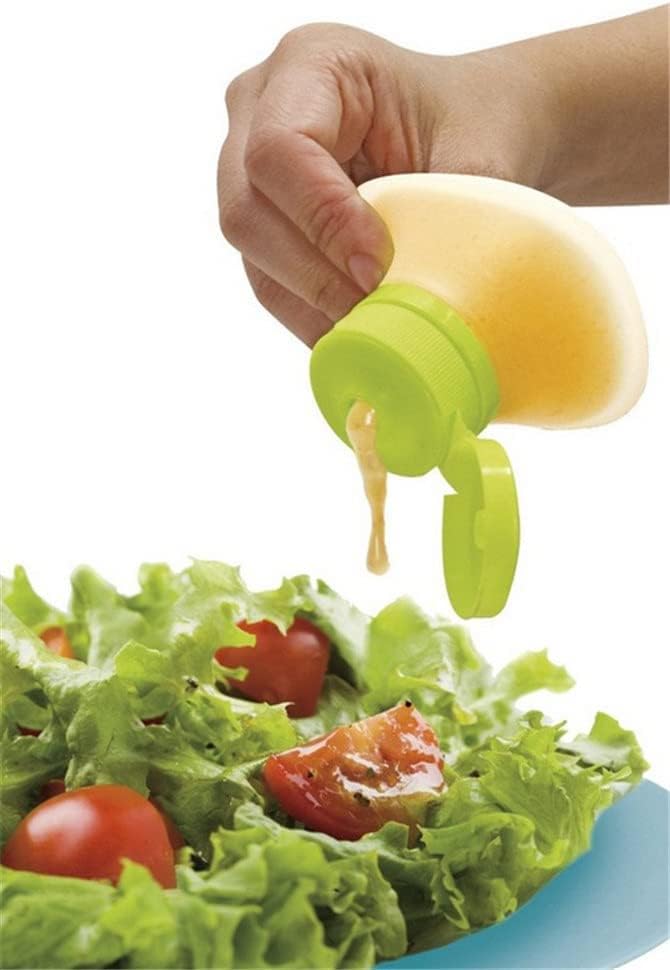 Portable Salad Dressing Containers set of 3- Silicone Squeeze Bottle Leak Proof Cap Kitchen Tool Mini Food Storage Containers Small Dip Condiment - Image 2