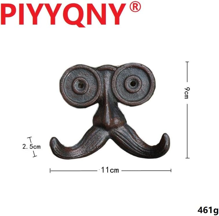 2 Pack Wall Hooks Cast Iron Mustache Hook Vintage Coat Hook Wall Mounted Coat Hooks Country House Double Hook Suitable for Garden Kitchen Utensils(Vintage Black) - Image 2