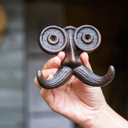 2 Pack Wall Hooks Cast Iron Mustache Hook Vintage Coat Hook Wall Mounted Coat Hooks Country House Double Hook Suitable for Garden Kitchen Utensils(Vintage Black) - Image 3