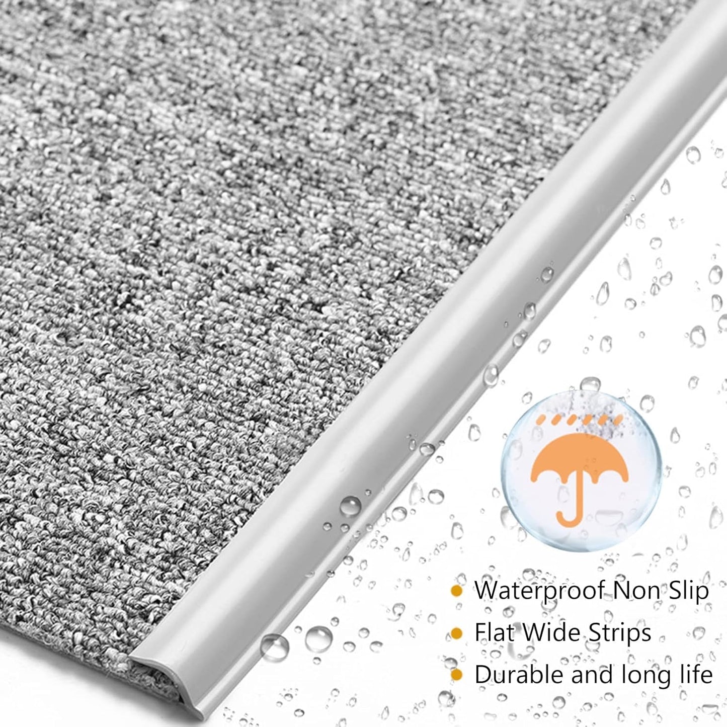 Carpet Edge Binding Trim, Self Adhesive Grey Floor Transition Strip/Rugs Edging Bar for Indoor Doormat Protect, Flexible PVC Seal Molding for Robot Vacuum Cleaner (1050cm (34.4ft)) - Image 2