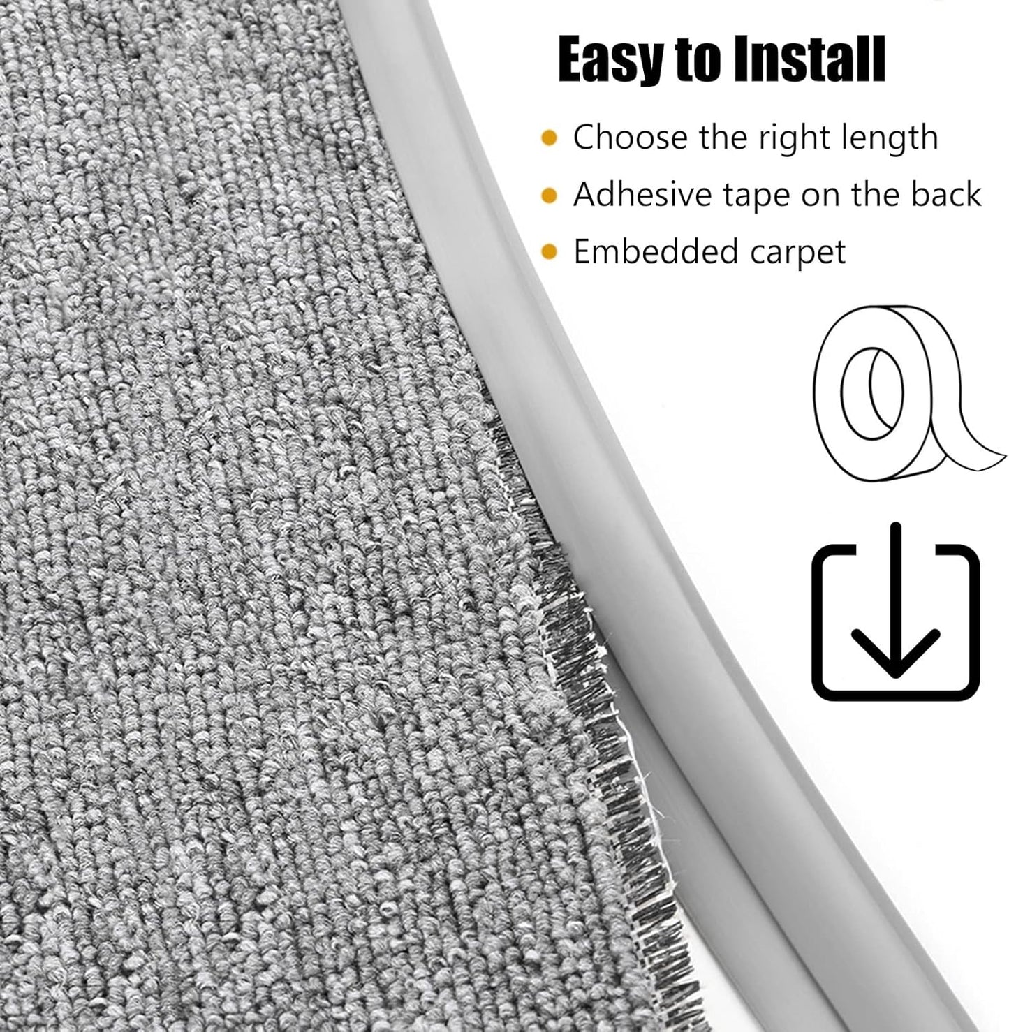 Carpet Edge Binding Trim, Self Adhesive Grey Floor Transition Strip/Rugs Edging Bar for Indoor Doormat Protect, Flexible PVC Seal Molding for Robot Vacuum Cleaner (1050cm (34.4ft)) - Image 4