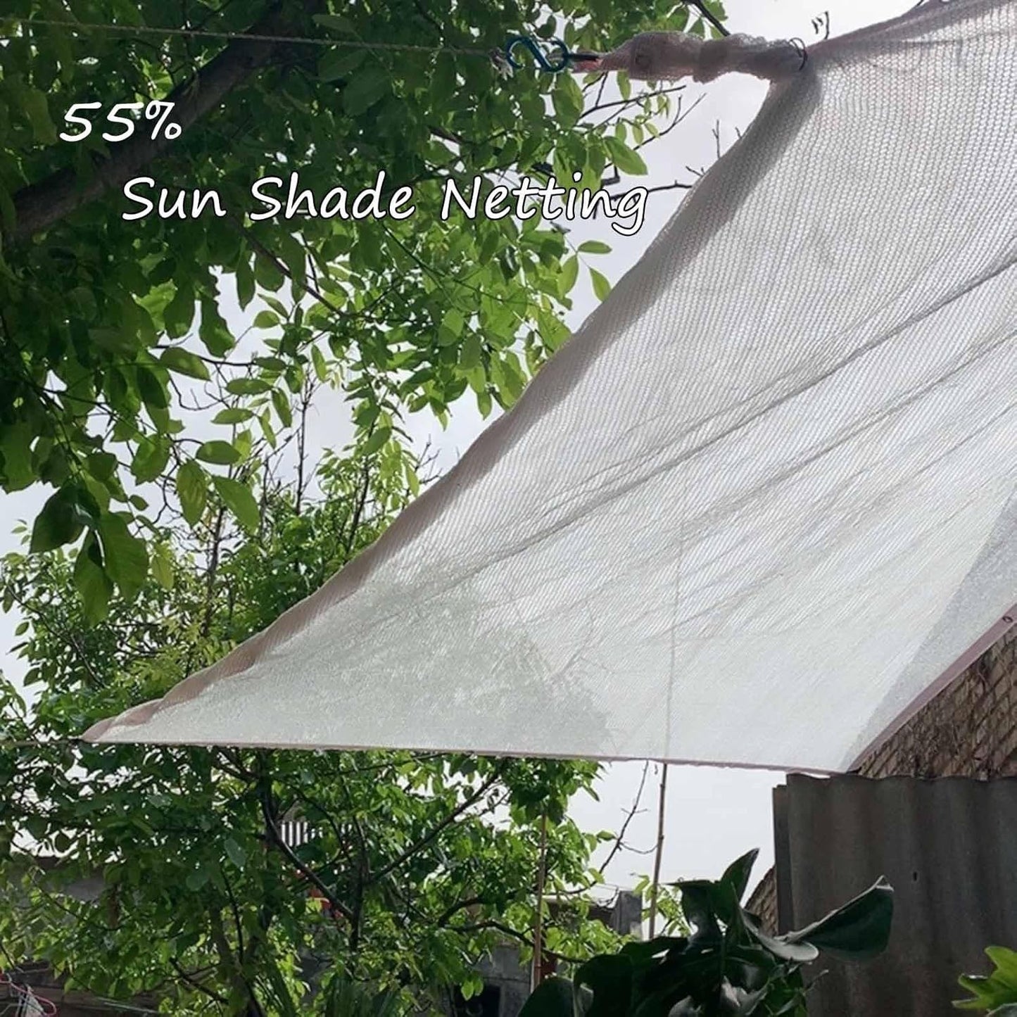 YAEGER White Shade Cloth 55% Garden Shade Net for Greenhouse Plants 10x10ft 10x20ft 13x23ft Outdoor Shade Garden Sun Shade Mesh Screen Cover for Patio Balcony Chicken Coops(10x10ft) - Image 4