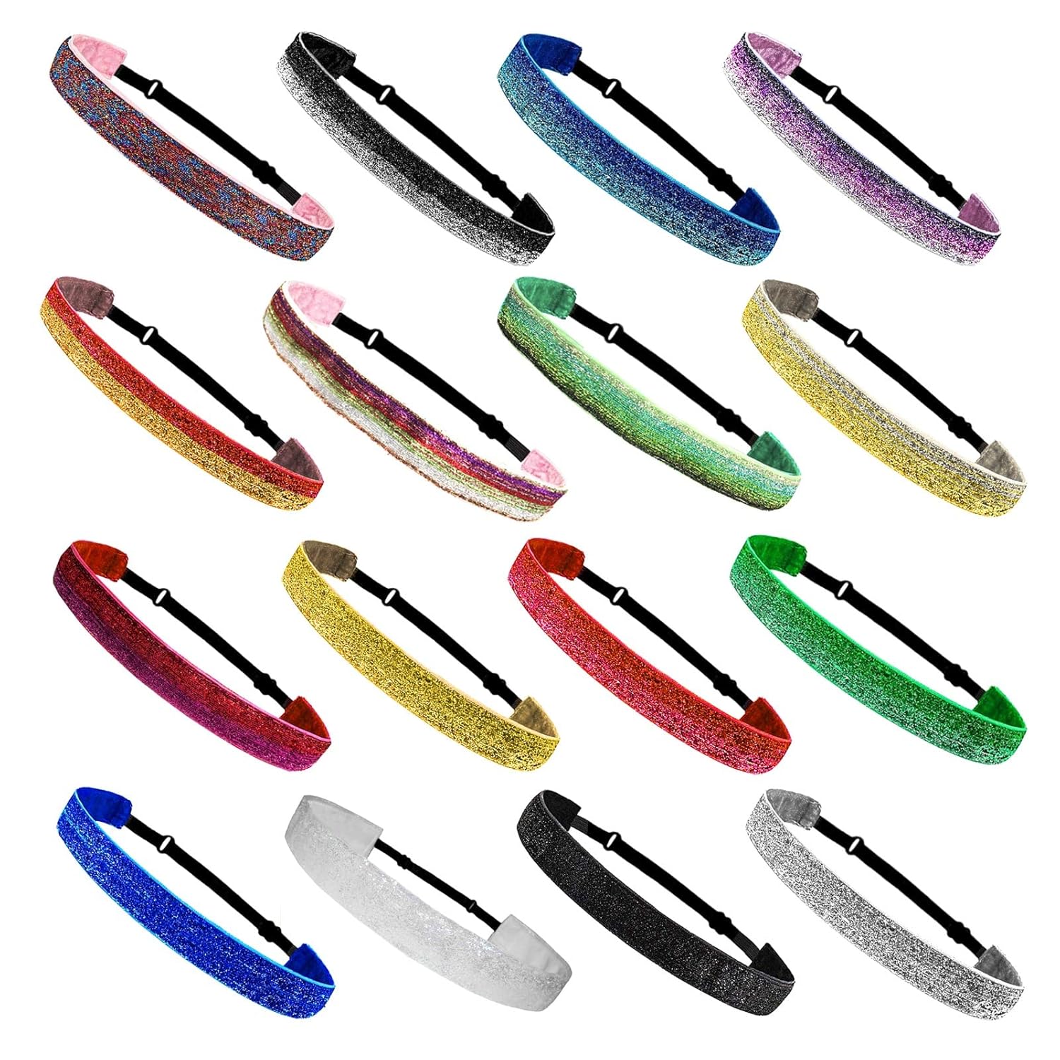 Glitter Headbands Adjustable Non-Slip Head Bands Cute Elastic Hair Accessories For Gymnastics-Sparkly Hair Bands Gifts Stretch Fashion Headbands For Women, White - Image 2