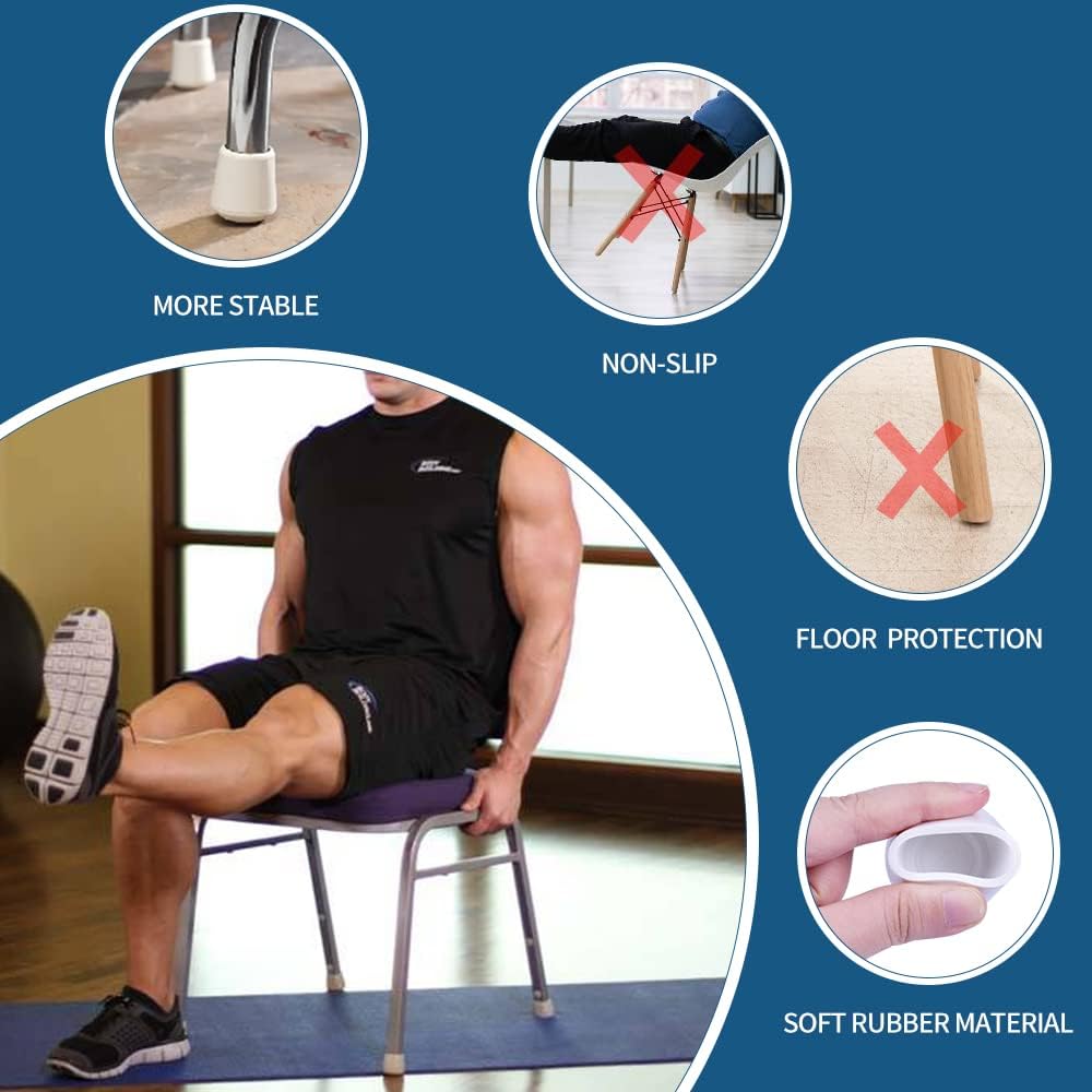 Chair Leg Tips Caps,  1 Inch Non Slip Rubber Bar Stool Caps 16 Pcs Furniture Feet Covers for Floor Protection, White inches - Image 3