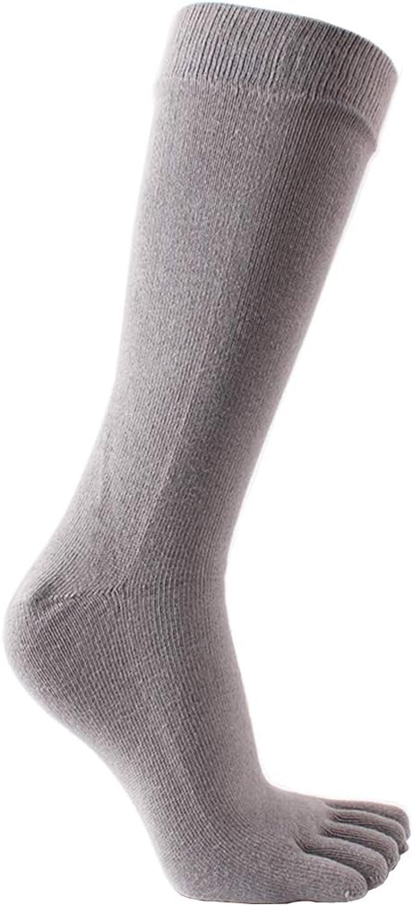 Mens Knee High Toe Socks Cotton Five Finger Sports Running Long Tube Calf Socks, 4 Pairs - Image 4