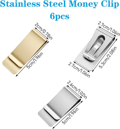 6 Pack Stainless Steel Money Clip Metal Cash Holder Credit Business Pocket Wallet Small Men's Slim Clips Card - Image 2
