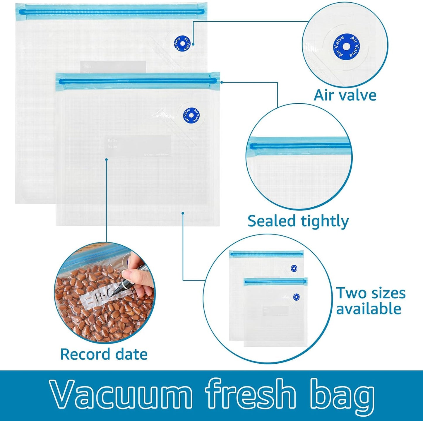Vacuum Sealer Bags Leak Proof Reusable Food Storage Keep Fresh Easy to Use Zipper Freezer Space Saving Gallon Bag for Kitchens (14) - Image 3