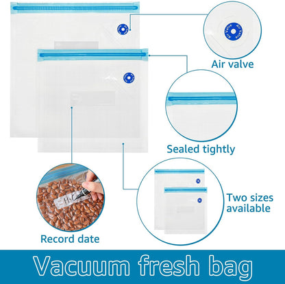 Vacuum Sealer Bags Leak Proof Reusable Food Storage Keep Fresh Easy to Use Zipper Freezer Space Saving Gallon Bag for Kitchens (14) - Image 3