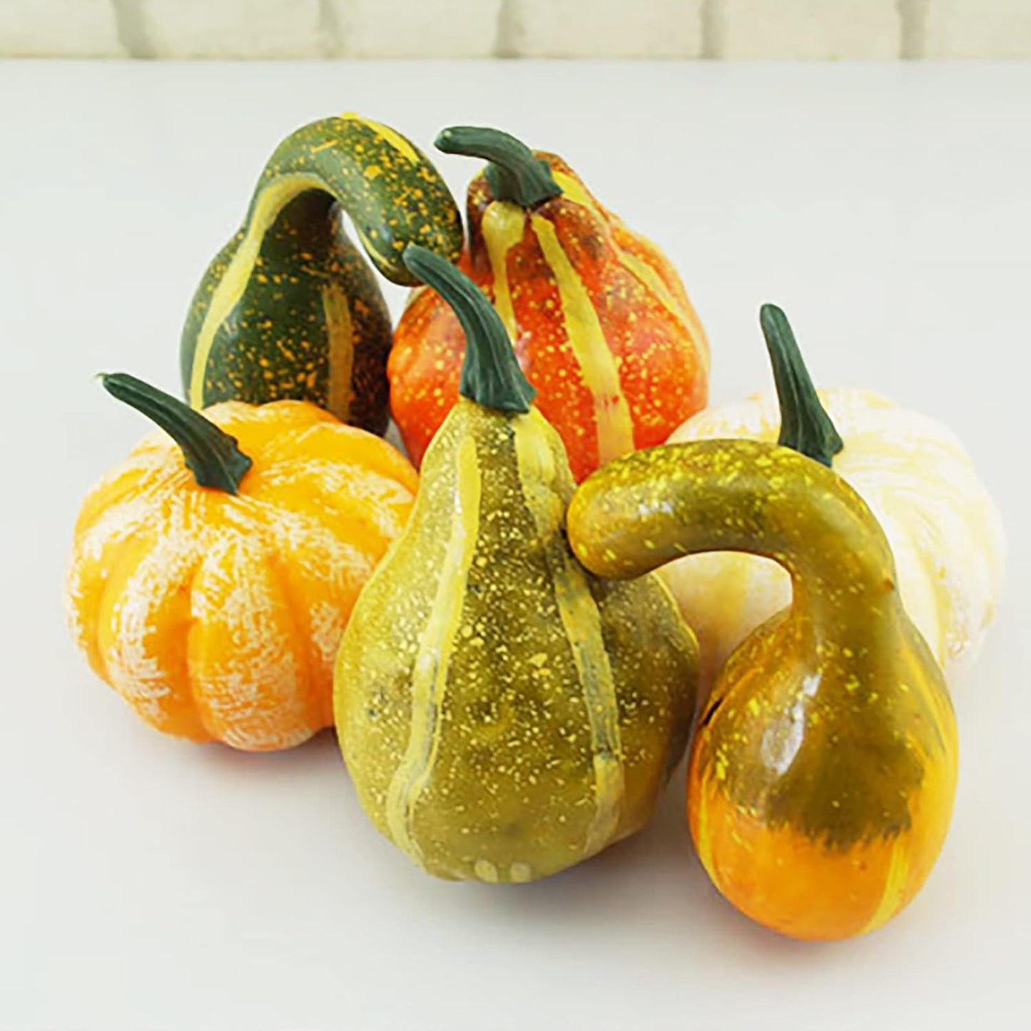 12 Pcs Artificial Pumpkins and Gourds Set, Small Faux Foam Pumpkins Artificial Vegetables for Halloween Fall Thanksgiving Party Table Decoration Supply (12pcs) - Image 2