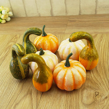 12 Pcs Artificial Pumpkins and Gourds Set, Small Faux Foam Pumpkins Artificial Vegetables for Halloween Fall Thanksgiving Party Table Decoration Supply (12pcs) - Image 4