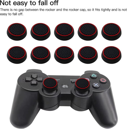 10Pcs Analog Controller Thumb Stick Grip Thumbstick Cap Cover for PS3/PS4/PS5 Controller - Black Background with Red Circle - Image 2