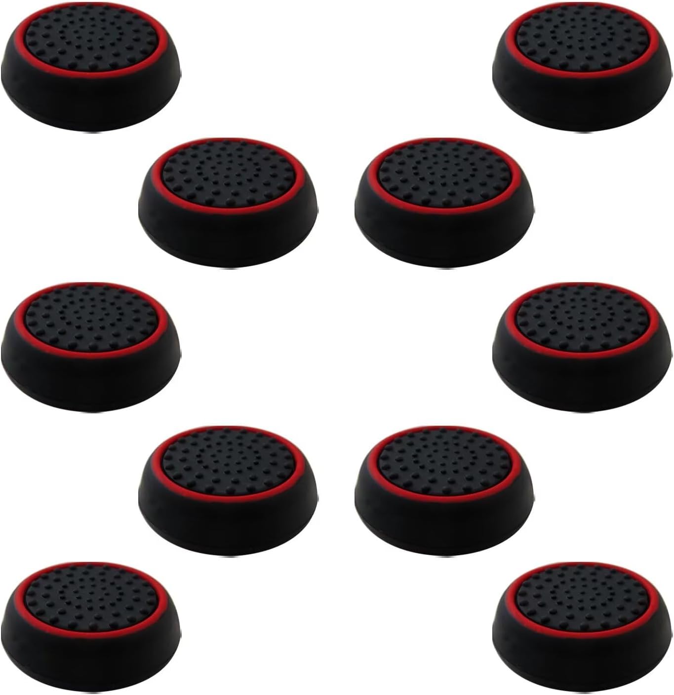 10Pcs Analog Controller Thumb Stick Grip Thumbstick Cap Cover for PS3/PS4/PS5 Controller - Black Background with Red Circle - Image 3