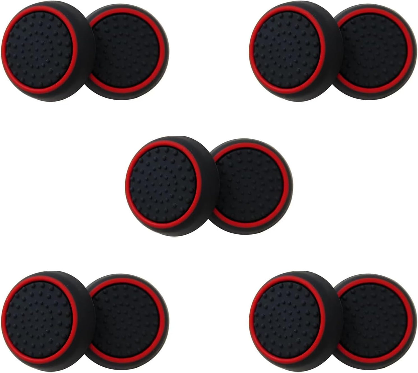 10Pcs Analog Controller Thumb Stick Grip Thumbstick Cap Cover for PS3/PS4/PS5 Controller - Black Background with Red Circle - Image 4