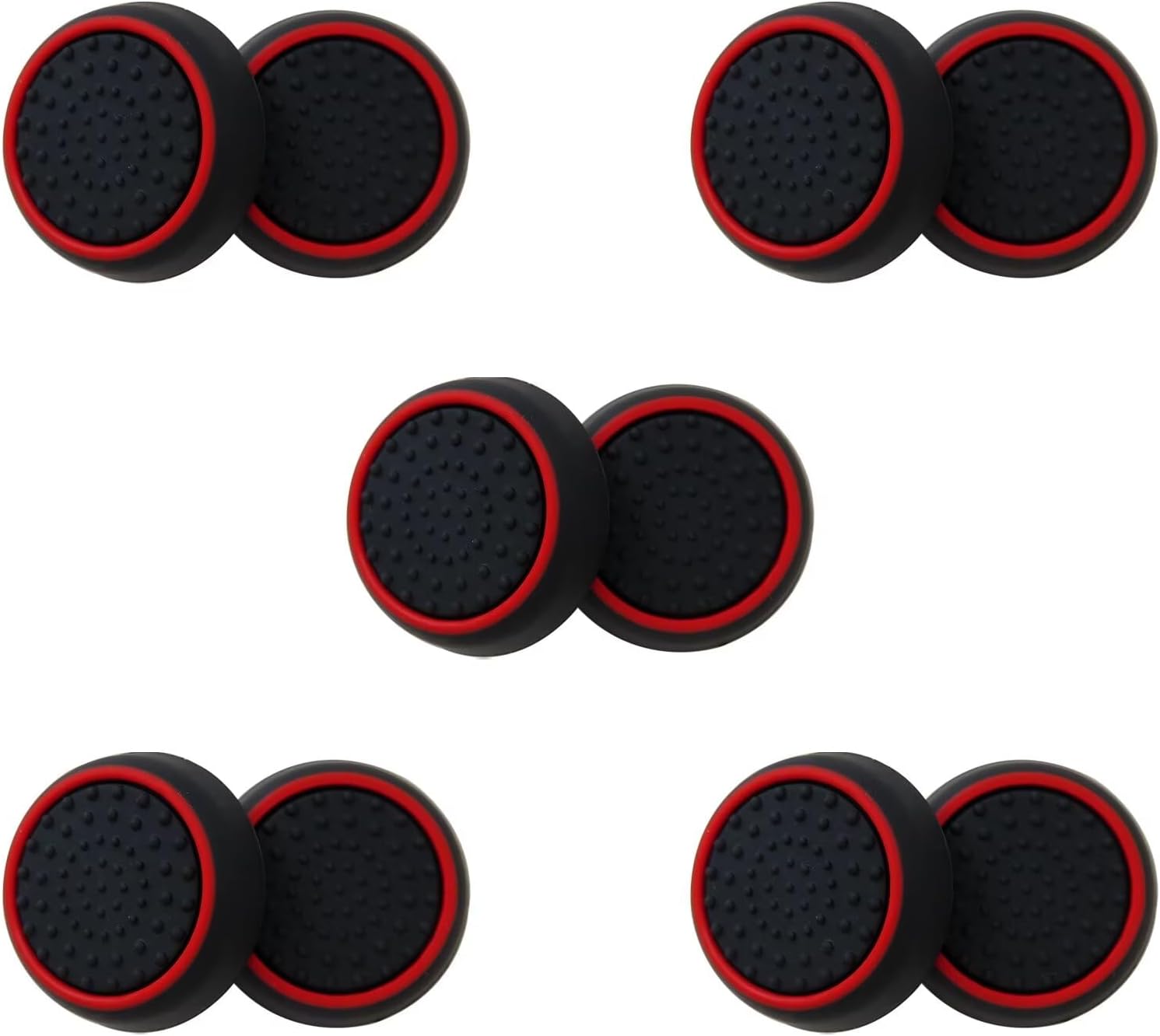 10Pcs Analog Controller Thumb Stick Grip Thumbstick Cap Cover for PS3/PS4/PS5 Controller - Black Background with Red Circle - Image 4