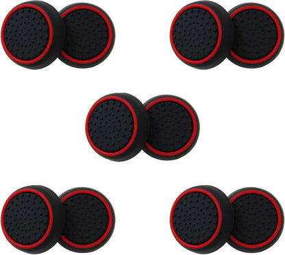 10Pcs Analog Controller Thumb Stick Grip Thumbstick Cap Cover for PS3/PS4/PS5 Controller - Black Background with Red Circle - Image 4