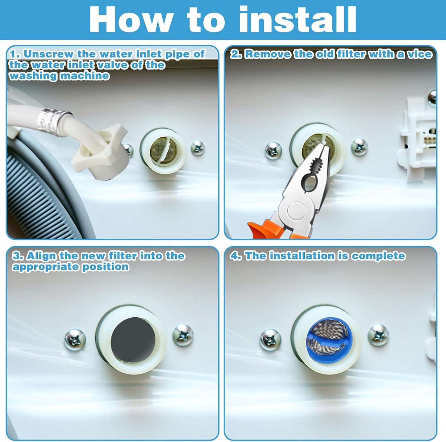 20Pcs Washing Machine Water Filter, Inlet Valve Filter Hose Washer with Screen Inline - Image 4
