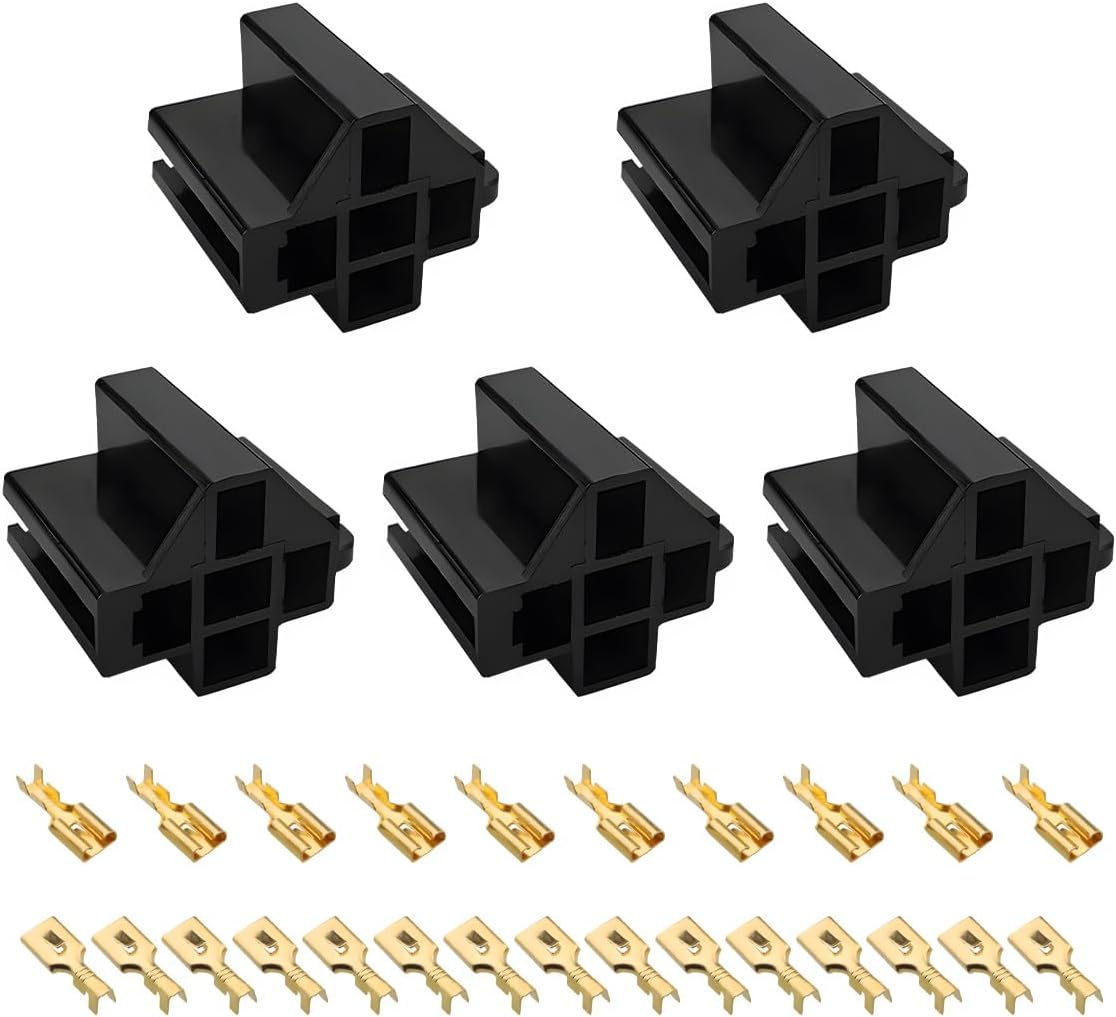 5 PCS Pin Relay Connectors, 12V Socket 30Amp/40Amp Connector with 6.3mm Terminals, Automotive Terminal Relays Case Holder for Cars Trucks SUVs, Car Accessories