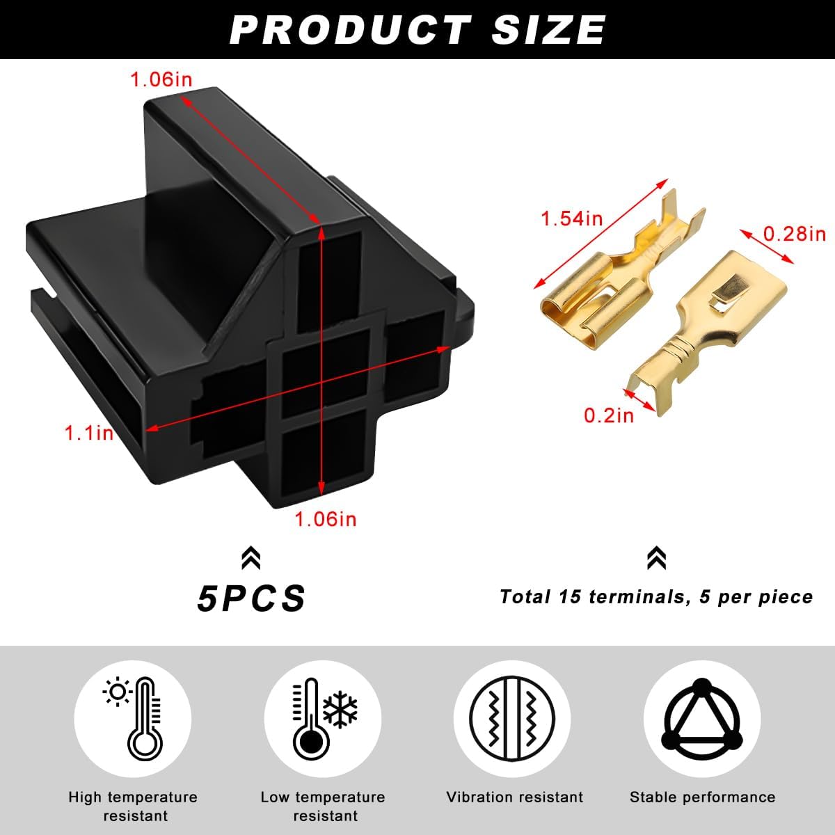 5 PCS Pin Relay Connectors, 12V Socket 30Amp/40Amp Connector with 6.3mm Terminals, Automotive Terminal Relays Case Holder for Cars Trucks SUVs, Car Accessories - Image 2