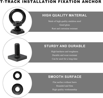 8 PCS T Track Mount Tie Down Anchor for Roof Rack, Heavy Duty 304 Stainless Steel M8 Rings, Bolt Eye Nut Point Kit Holding Bungee Cord Rope Hook 8PCS - Image 3