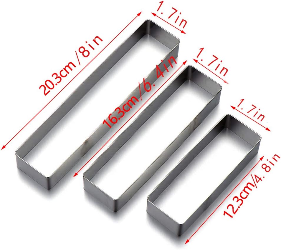 Mousse Mold 3-piece Set, Rectangle Ring Bakeware Tiramisu Cake Baking Cookie Cutters - Image 2
