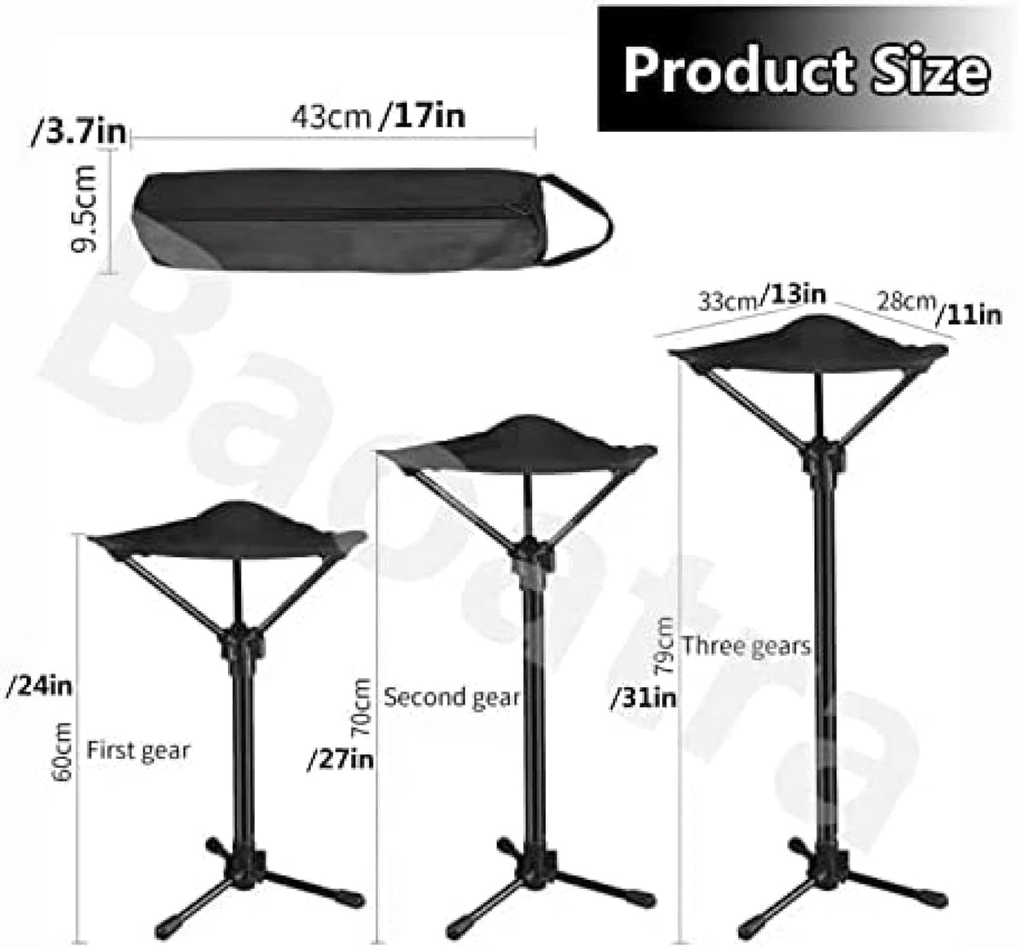 Portable Telescopic Stool - Lightweight Folding Chair for Camping & Fishing - Height Adjustable, Single Leg Tripod Seat - Foldable & Compact Design - Image 3