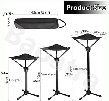Portable Telescopic Stool - Lightweight Folding Chair for Camping & Fishing - Height Adjustable, Single Leg Tripod Seat - Foldable & Compact Design - Image 3